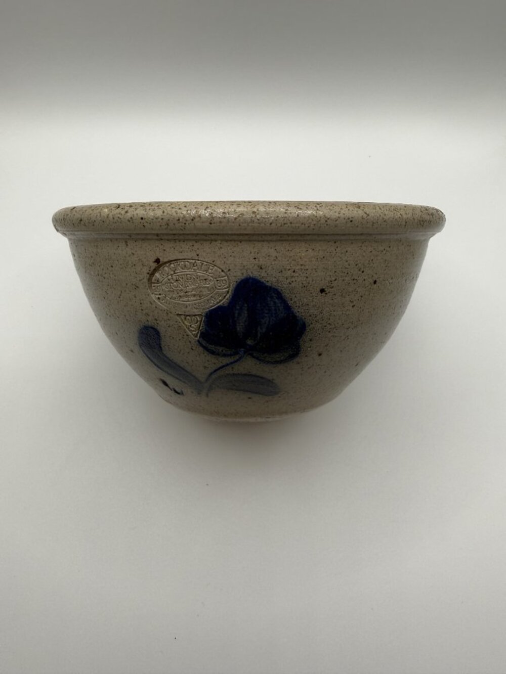 VTG Rockdale Union Stoneware Bowl Blue‎ Floral & Heart